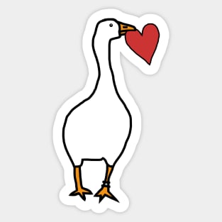 Goose Steals Heart For Love on Valentines Day Sticker